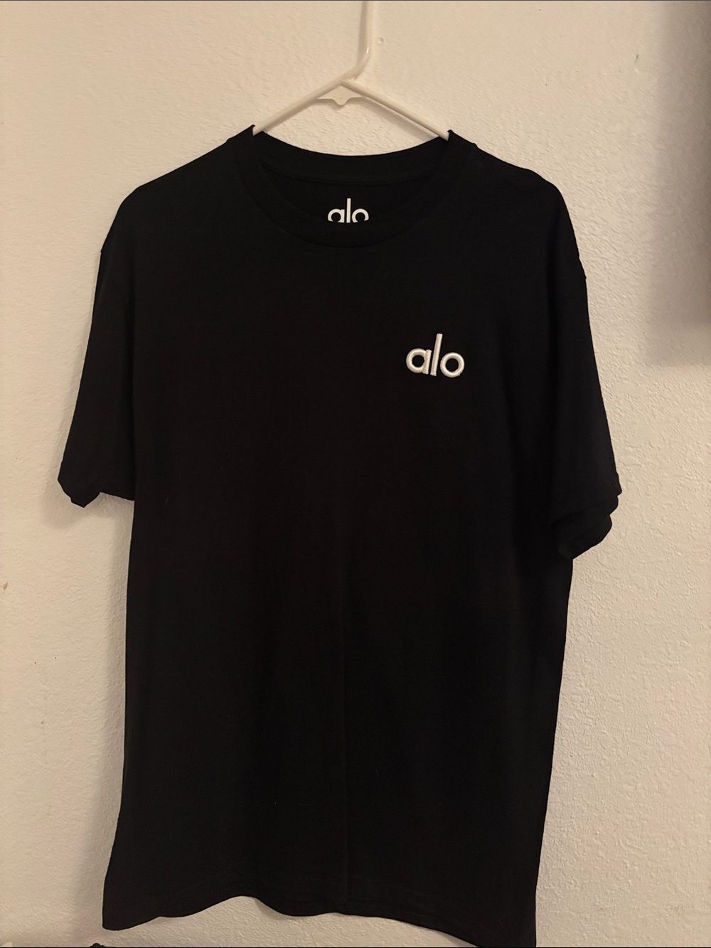ALO *INSPIRED* Yoga Black Crewneck Tee with White Logo
